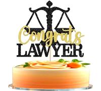 Rsstarxi 1 Pack Congrats Lawyer Cake Topper 2026 Lawyer Graduation Decorations Passed the Bar Cake Pick for 2026 Law School Graduation Party Cake Decorations Black Gold