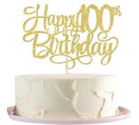 Rsstarxi 1 Pack Gold 100th Birthday Cake Topper Glitter Cheers to 100 Birthday Cake Decorations for Men Women One Hundred Years Old 100th Anniversary Party Decorations Supplies