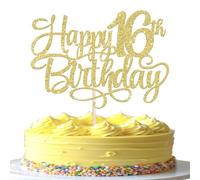 Rsstarxi 1 Pack Gold 16th Birthday Cake Topper Glitter Cheers to 16 Birthday Cake Decoration for Boys Girls Sixteen Years Old 16th Anniversary Party Decorations Supplies