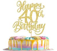 Rsstarxi 1 Pack Gold 40th Birthday Cake Topper Glitter Cheers to 40 Birthday Decorations for Men Women 40th Anniversary Birthday Party Cake Decorations Supplies