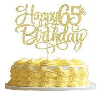 Rsstarxi 1 Pack Gold 65th Birthday Cake Topper Glitter Cheers to 65 Birthday Cake Decorations for Men Women Sixty Five Years Old 65th Anniversary Birthday Party Decorations Supplies