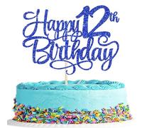 Rsstarxi 1 Pack Happy 12th Birthday Cake Topper Number 12 Twelve Years Old Birthday Cake Pick Decoration for Boys Girls12th Birthday Anniversary Party Decorations Supplies Blue