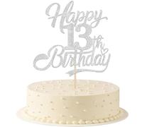Rsstarxi 1 Pack Happy 13th Birthday Cake Topper Number 13 Thirteen Years Old Birthday Cake Pick for It's My 13 Birthday Theme Celebrate Party Cake Decorations Supplies Silver
