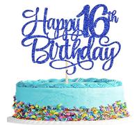 Rsstarxi 1 Pack Happy 16th Birthday Cake Topper Number 16 Sixteen Years Old Birthday Cake Pick Decoration for Boys Girls16th Birthday Anniversary Party Decorations Supplies Blue