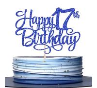 Rsstarxi 1 Pack Happy 17th Birthday Cake Topper Number 17 Seventeen Years Old Birthday Cake Pick Decoration for Boys Girls17th Birthday Anniversary Party Decorations Supplies Blue