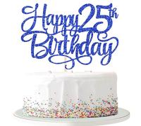Rsstarxi 1 Pack Happy 25th Birthday Cake Topper Number 25 Twelve Five Years Old Birthday Cake Pick Decoration for Men Women 25th Birthday Anniversary Party Decorations Supplies Blue