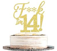 Rsstarxi 1 Pack I'm 14 Cake Topper Glitter Gold Happy 14th Birthday Cake Topper I'm 14th Birthday Decorations for Cheers to 14 Years Old Birthday Party Decorations Supplies