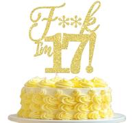 Rsstarxi 1 Pack I'm 17 Cake Topper Glitter Gold Happy 17th Birthday Cake Topper I'm 17th Birthday Decorations for Cheers to 17 Years Old Birthday Party Decorations Supplies