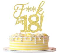 Rsstarxi 1 Pack I'm 18 Cake Topper Glitter Gold Happy 18th Birthday Cake Topper I'm 18th Birthday Decorations for Cheers to 18 Years Old Birthday Party Decorations Supplies