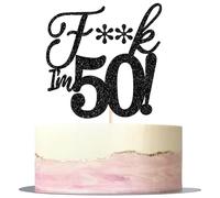 Rsstarxi 1 Pack I'm 50 Cake Topper Glitter Black Happy 50th Birthday Cake Topper I'm 50th Birthday Decorations for Men Women Cheers to 50 Years Old Birthday Party Decorations Supplies