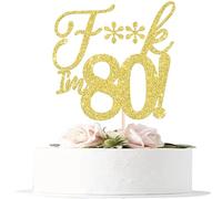 Rsstarxi 1 Pack I'm 80 Cake Topper Glitter Gold Happy 80th Birthday Cake Topper I'm 80th Birthday Decorations for Men Women Cheers to 80 Years Old Birthday Party Decorations Supplies