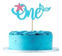 Rsstarxi 1 Pack Mermaid One Cake Topper Glitter Under the Sea Cake Pick 1st Birthday Cake Decorations for Mermaid Themed Baby Shower First Birthday Party Decorations Supplies