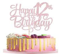 Rsstarxi 1 Pack Pink Happy 12th Birthday Cake Topper Number 12 Twelve Years Old Birthday Cake Pick Decoration for Girls12th Birthday Anniversary Party Decorations Supplies