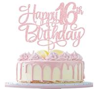 Rsstarxi 1 Pack Pink Happy 16th Birthday Cake Topper Number 16 Sixteen Years Old Birthday Cake Pick Decoration for Girls16th Birthday Anniversary Party Decorations Supplies