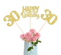 Rsstarxi 12 Pack Happy 30th Birthday Centerpiece Sticks, 30th Birthday Party Decorations Gold Number 30 Table Toppers Decorations for Cheers to 30 Anniversary Party Decors Favors
