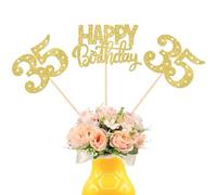 Rsstarxi 12 Pack Happy 35th Birthday Centerpiece Sticks, 35th Birthday Party Decorations Gold Number 35 Table Toppers Decorations for Cheers to 35 Anniversary Party Decors Favors
