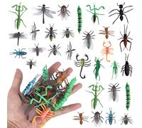Rsstarxi 22 Pack Insects Cake Topper Fake Bugs Cake Decorations with Spiders Cockroaches Scorpions Crickets Lady Bugs Mantis & Worms for Kids Birthday Baby Shower Party Decorations