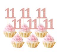 Rsstarxi 36 Pack Number 11 Cupcake Toppers Glitter Cheers to 11 Years Birthday Cupcake Picks Decoration for Happy 11th Birthday Wedding Anniversary Party Cake Decorations Rose Gold