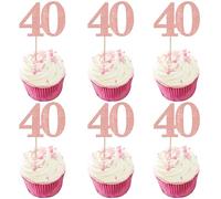 Rsstarxi 36 Pack Number 40 Cupcake Toppers Glitter Cheers to 40 Years Birthday Cupcake Picks Decoration for Happy 40th Birthday Wedding Anniversary Party Cake Decorations Rose Gold