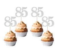 Rsstarxi 36 Pack Number 85 Cupcake Toppers Silver Glitter Cheers to 85 Years Birthday Cupcake Picks Decoration for Happy 85th Birthday Wedding Anniversary Party Cake Decorations