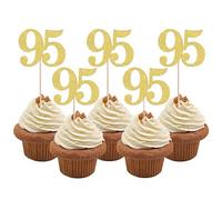 Rsstarxi 36 Pack Number 95 Cupcake Toppers Gold Glitter Cheers to 95 Years Birthday Cupcake Picks Decoration for Happy 95th Birthday Wedding Anniversary Party Cake Decorations