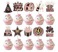 Rsstarxi 40 Pack Happy 60th Birthday Cupcake Toppers 60 Fabulous Cheers to 60 Years Cake Decorations Sixty Straight Outta 1966 Cupcake Picks for Women Men 60th Birthday Party Decorations Black Rose