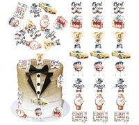 Rsstarxi 48 Pack Edible Happy Father's Day Cupcake Toppers Wafer Paper Watch Heart Love Dad Best Dad Ever Cupcake Picks Decorations for Father Day Theme Birthday Party Cake Decorations