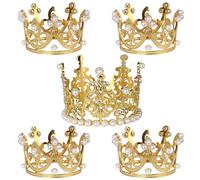 Rsstarxi 6 Pack Gold Crown Cake Topper Decoration 3D Mini Pearl Crown Cake Pick for Baby Shower Kids Princess Girls Birthday Anniversary Party Cake Decorations Supplies