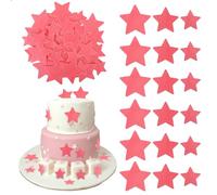 Rsstarxi 60 Pack Edible Pink Star Cupcake Toppers Rice Paper Mini Stars Cupcake Picks for Baby Shower Wedding Engagement Bridal Shower Birthday Christmas Party Cake Decorations Supplies