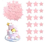 Rsstarxi 60 Pack Edible Star Cupcake Toppers Rice Paper Mini Stars Cupcake Picks for Baby Shower Wedding Engagement Bridal Shower Birthday Christmas Party Cake Decorations Supplies Pink