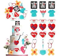 Rsstarxi 60 Pack Nurses' Day Theme Edible Cupcake Toppers Rice Paper Super Nurse Angels Cupcake Picks for Medical School Graduation Birthday Anniversaries Party Cake Decorations Supplies