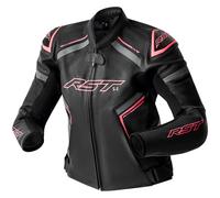 RST Ladies S1 D3O Motorbike Motorcycle Leather Jacket - Black / Pink