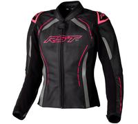 RST S-1, leather jacket women XS Black/Grey/Neon-Pink