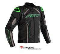 RST S1 CE Textile Waterproof Motorcycle Motorbike Jacket - Black / Grey / Green
