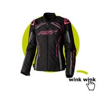 RST S1 CE Ladies Textile Motorcycle Motorbike Jacket - Black/Neon Pink