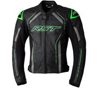 RST S1 CE Leather Jacket Motorbike Motorcycle Black / Grey / Neon Green