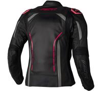 RST S-1, leather jacket women XL Black/Grey/Neon-Pink