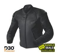 RST S1 D30 Men's Leather Motorcycle Motorbike Jacket - Black/Black