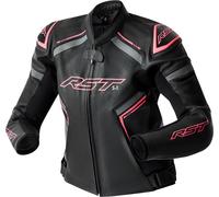RST S1 D3O, leather jacket perforated women S Black/Pink/Grey