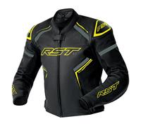RST S1 D3O Moto Motorcycle Motorbike Leather Jacket Black / Grey / Fluo Yellow