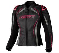 RST S-1, leather jacket women XS Black/Grey/Neon-Pink