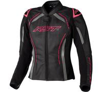 RST S-1, leather jacket women S Black/Grey/Neon-Pink
