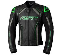 RST S1 Men's Leather Motorcycle Motorbike Jacket Black Grey Neon Green