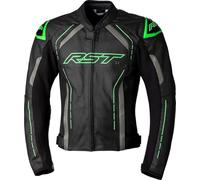 RST S1 CE Leather Jacket Motorbike Motorcycle Black / Grey / Neon Green