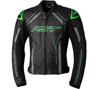 RST S1 Motorcycle Leather Jacket, black/green, size 50