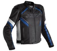 RST Sabre CE Leather Motorcycle Motorbike Jacket - Black / White / Blue