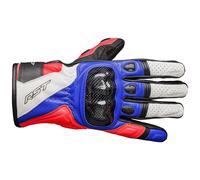 RST Stunt 3 III Leather Motorcycle Motorbike Gloves - CE Approved -Red/Blue/Whit