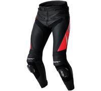 RST Tractech Evo D3O Motorbike Motorcycle Leather Trousers - Black / Flo Red