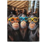 Rstick 60"x80" Chimpanzee Blanket - Soft Cozy Fleece Throw, Sunglasses-Print Design for Bed & Sofa