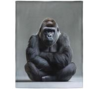 Rstick 60"x80" Gorilla Blanket - Soft Cozy Fleece Throw, Meditating Gorilla Design for Couch, Bed